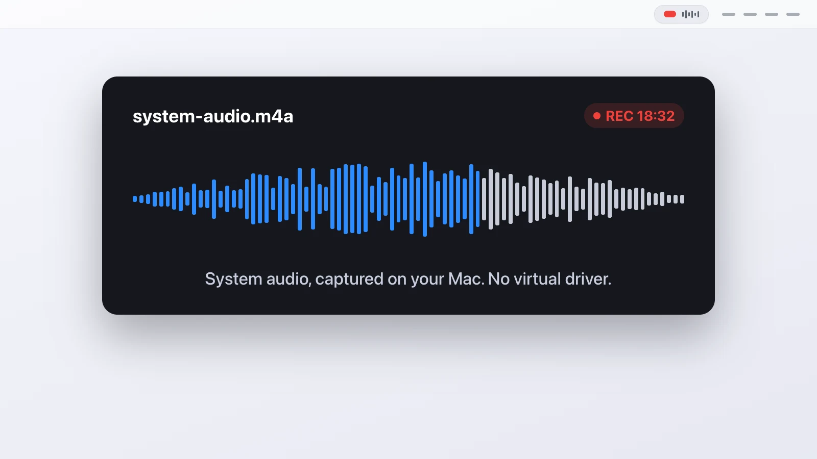 record system audio mac, the Transcriber recording pill and live transcript bar
